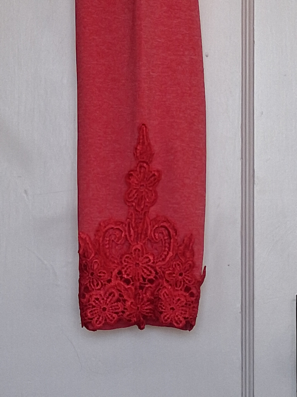Women's Red Leggings with Lace Hem - Unbranded - Picture 4 of 6